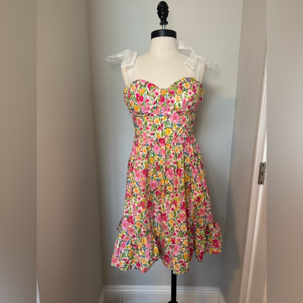 Floral Dress with Pink and Yellow Accents
